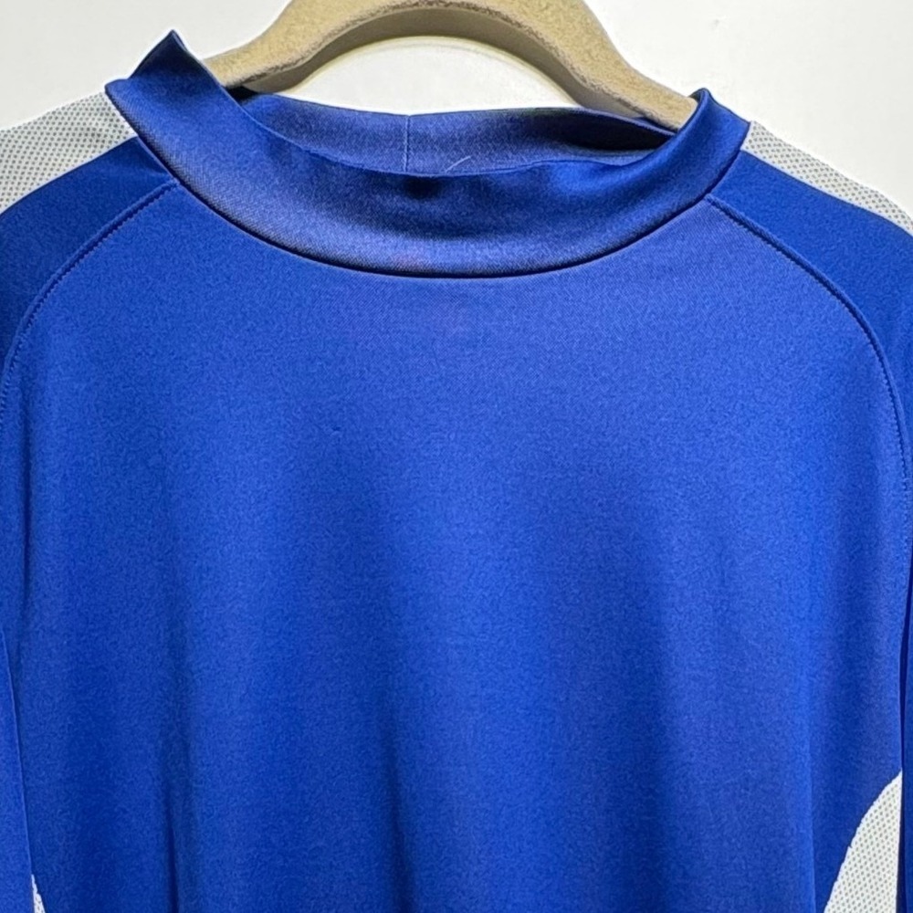 Unbranded Athletic Shirt Mens Blue Gray Mesh Panel Mock Neck Short Sleeve Tee
